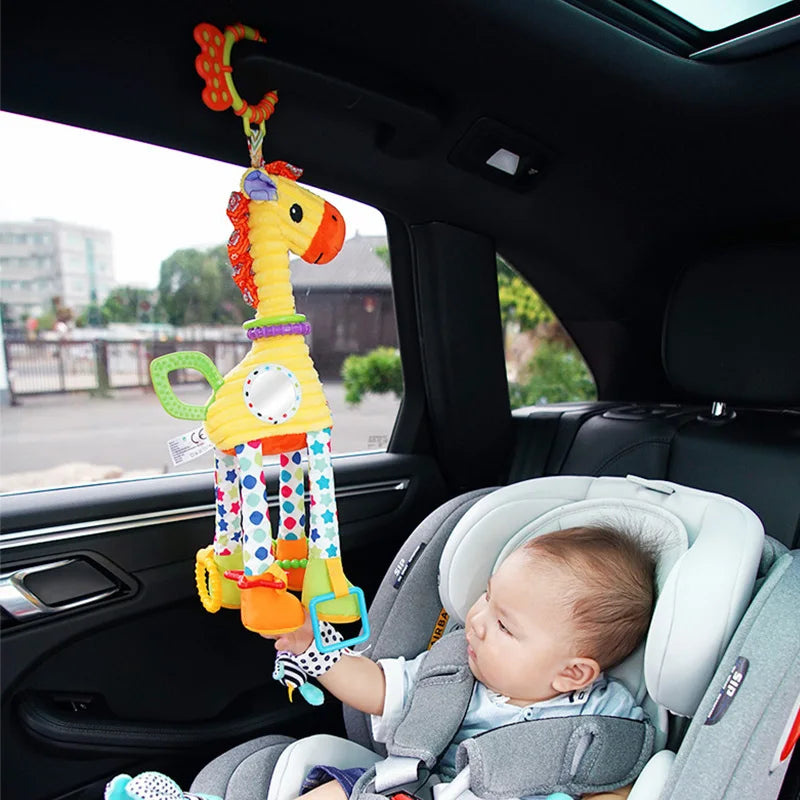 Soft Giraffe Zebra Animal Hand-bells Rattles Plush Infant Baby Development Handle