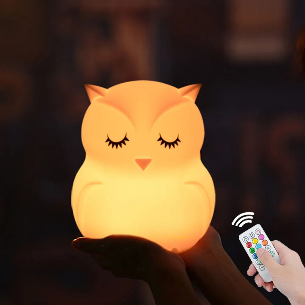 Cute Owl Night Light  with Multiple Light Modes and Remote Control