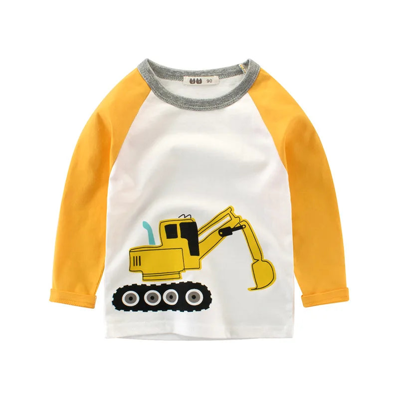 Cartoon Excavator Boys' T-Shirt