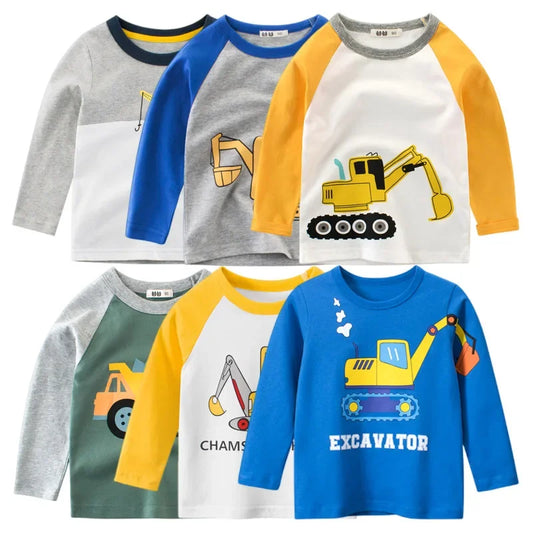 Cartoon Excavator Boys' T-Shirt