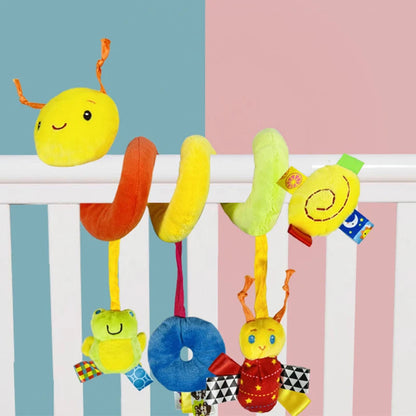 Baby Crib Hanging Rattles Toys - Soft Plush Animal Shape with Flashing Features