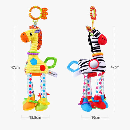 Soft Giraffe Zebra Animal Hand-bells Rattles Plush Infant Baby Development Handle