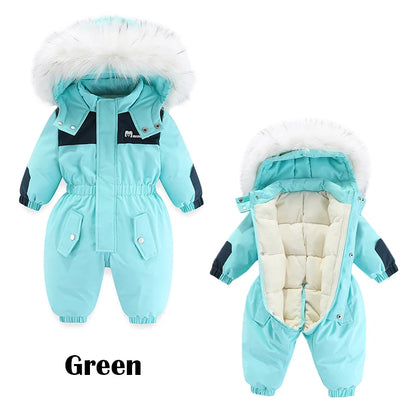 Cozy Winter Escape: Toddler Ski Suit with Hood