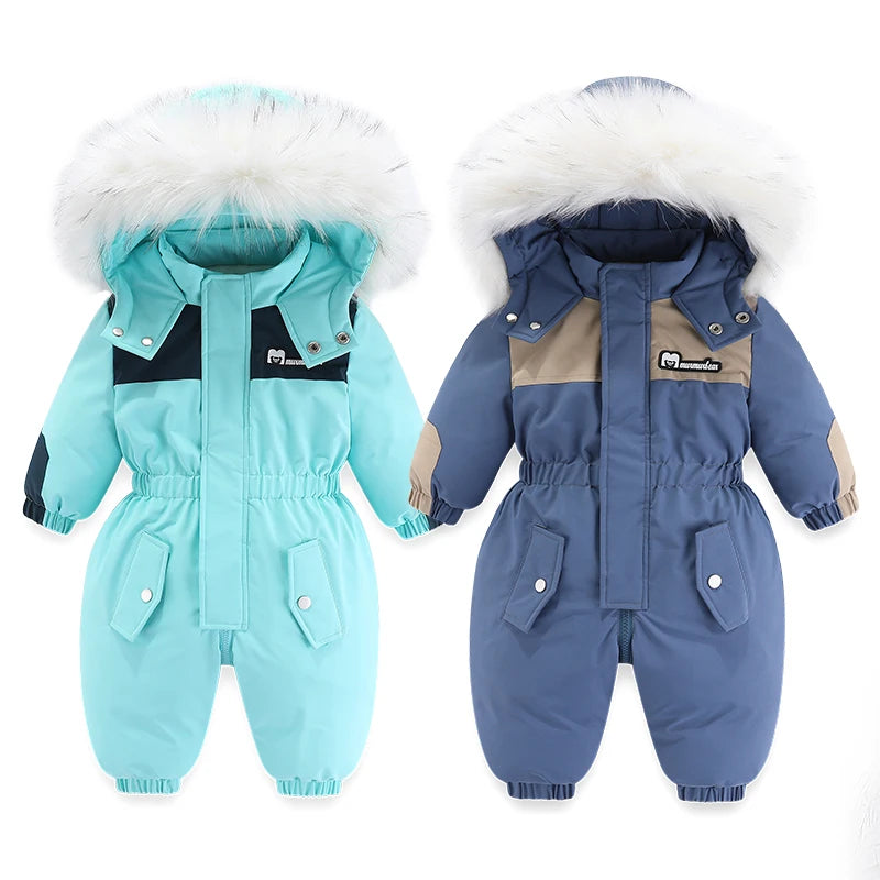 Cozy Winter Escape: Toddler Ski Suit with Hood