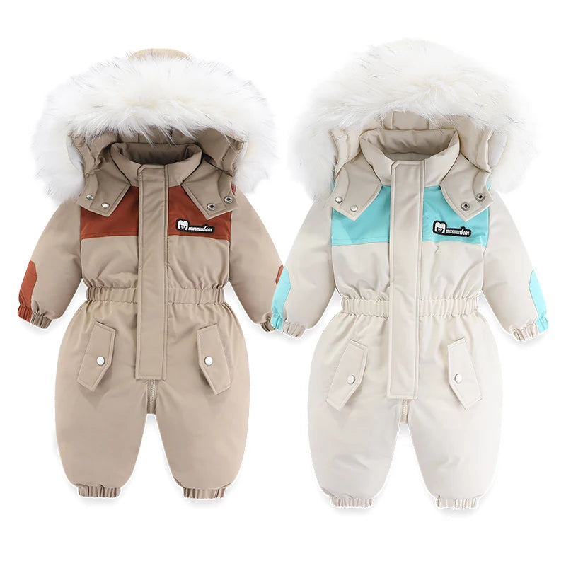 Cozy Winter Escape: Toddler Ski Suit with Hood