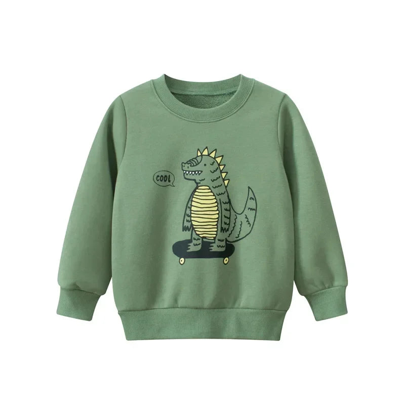 Cartoon Dinosaur Sweatshirt & Letter Pants Set