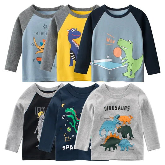 Boys' Cartoon Dinosaur Long Sleeve T-Shirt