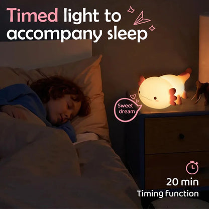 Axolotl Silicone Night Light - Rechargeable, and Safe for Kids