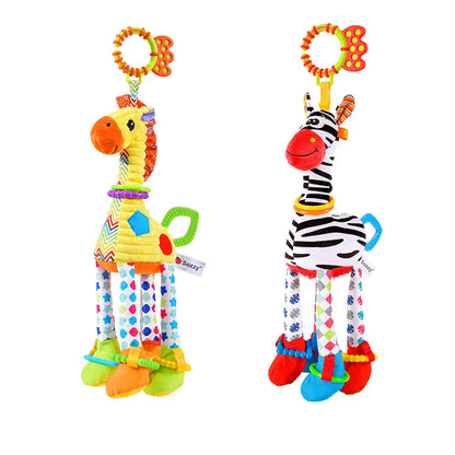 Soft Giraffe Zebra Animal Hand-bells Rattles Plush Infant Baby Development Handle