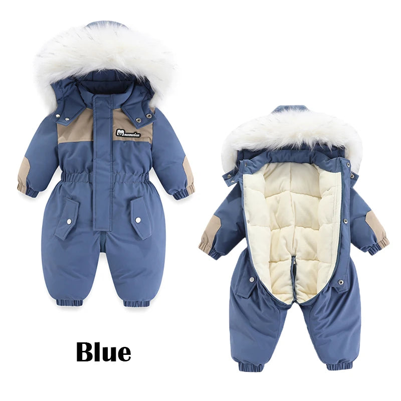 Cozy Winter Escape: Toddler Ski Suit with Hood